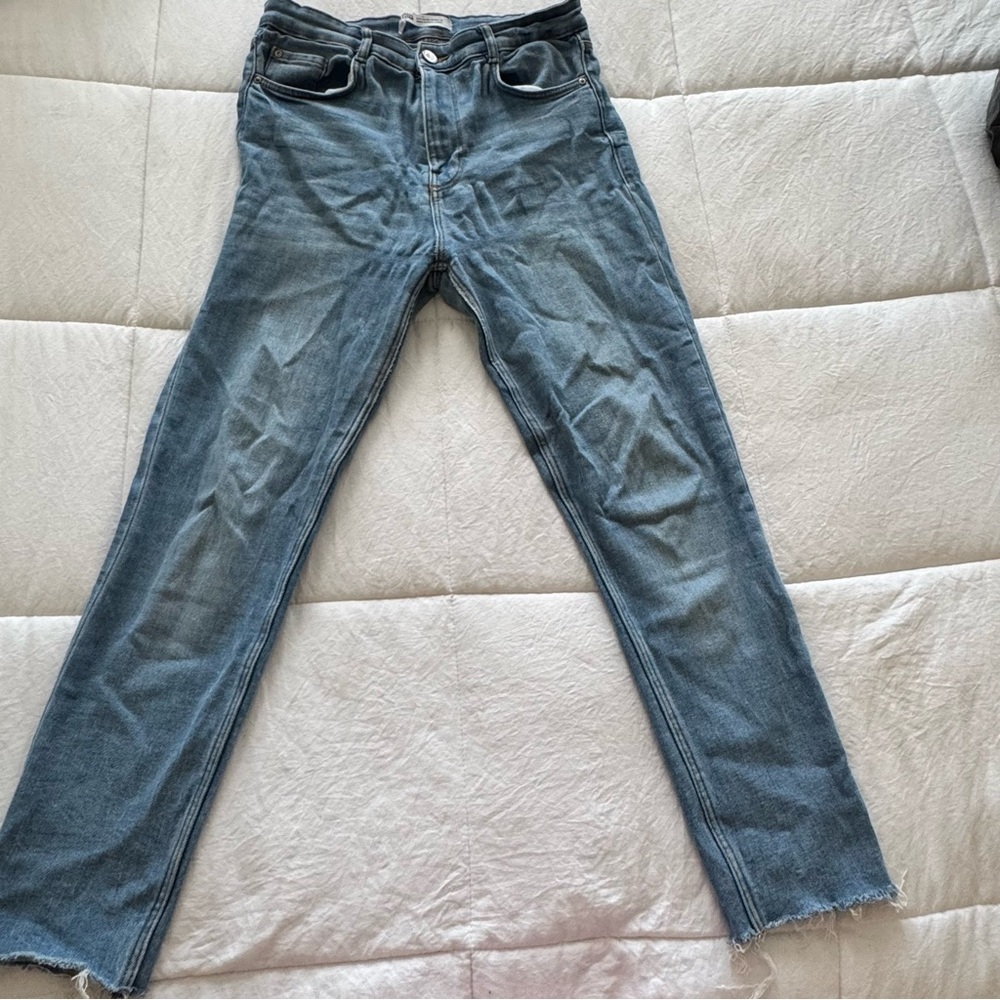 Zara By TRF High Rise Skinny Jeans Women’s 27 Tall Blue Frost Stretch Denim